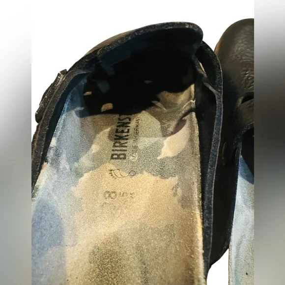 Birkenstock Boston Black Nubuck Pebbled Leather Camo Footbed Reg Width Size 38 - Picture 9 of 11